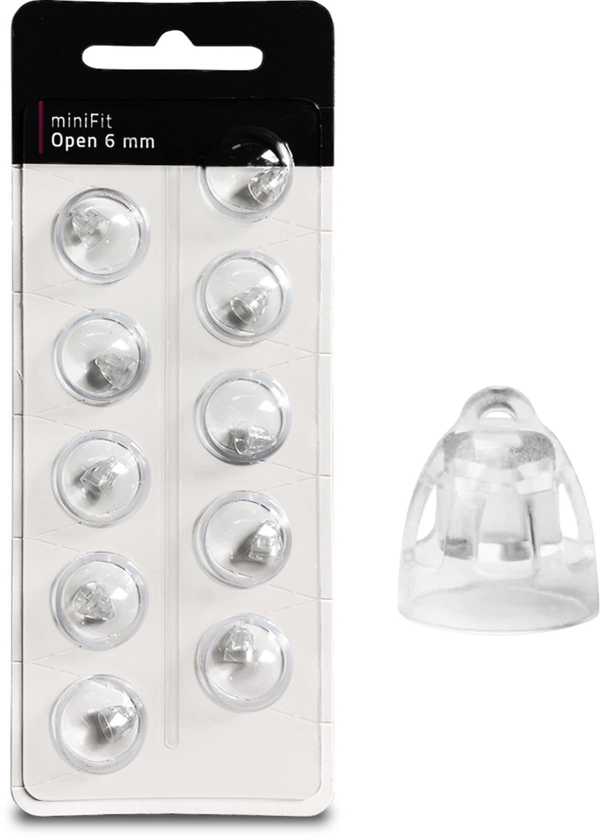 Blister de 10 dômes ouverts 6 mm compatibles Oticon miniFit EX