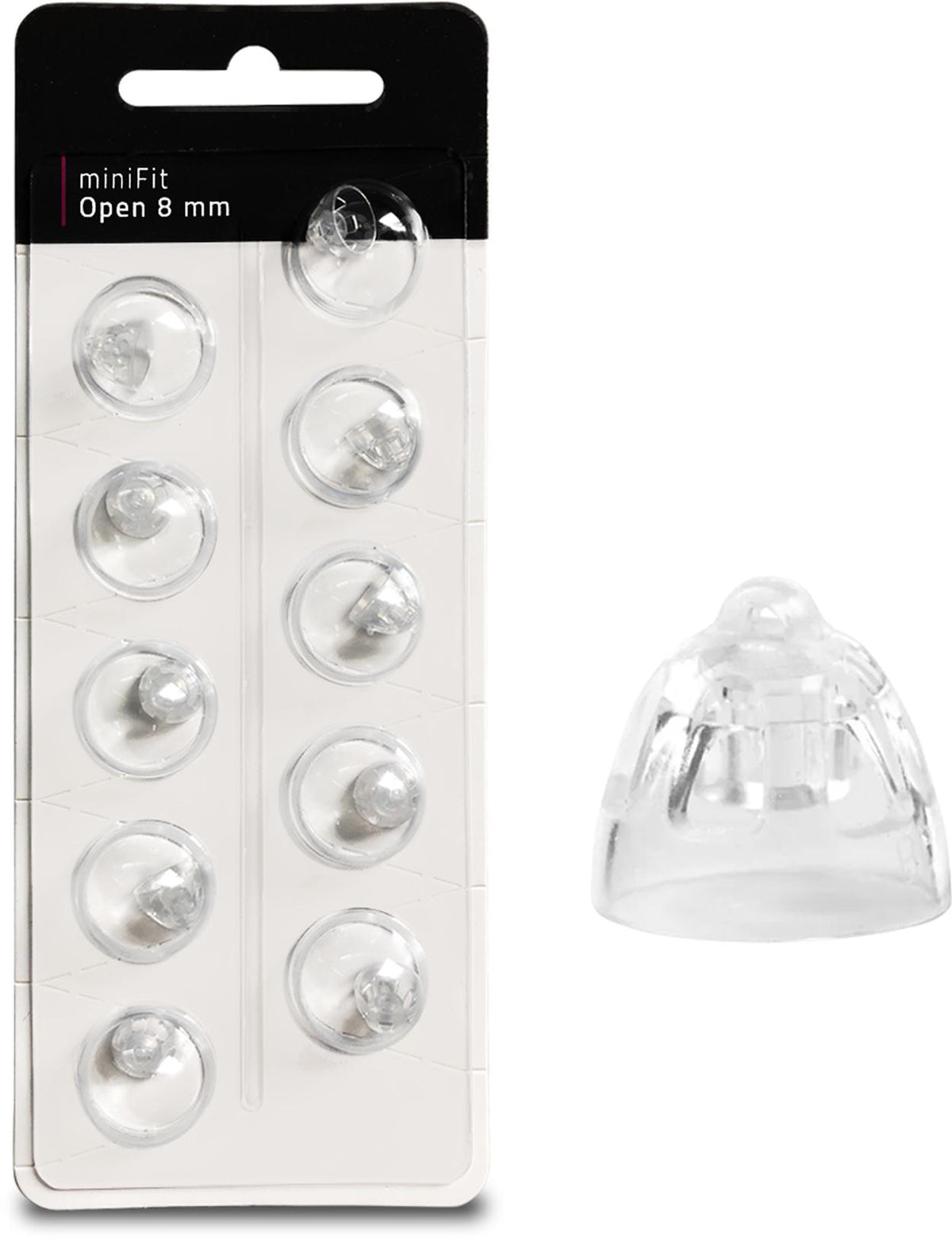 Blister de 10 dômes ouverts 8 mm compatibles Oticon miniFit EX